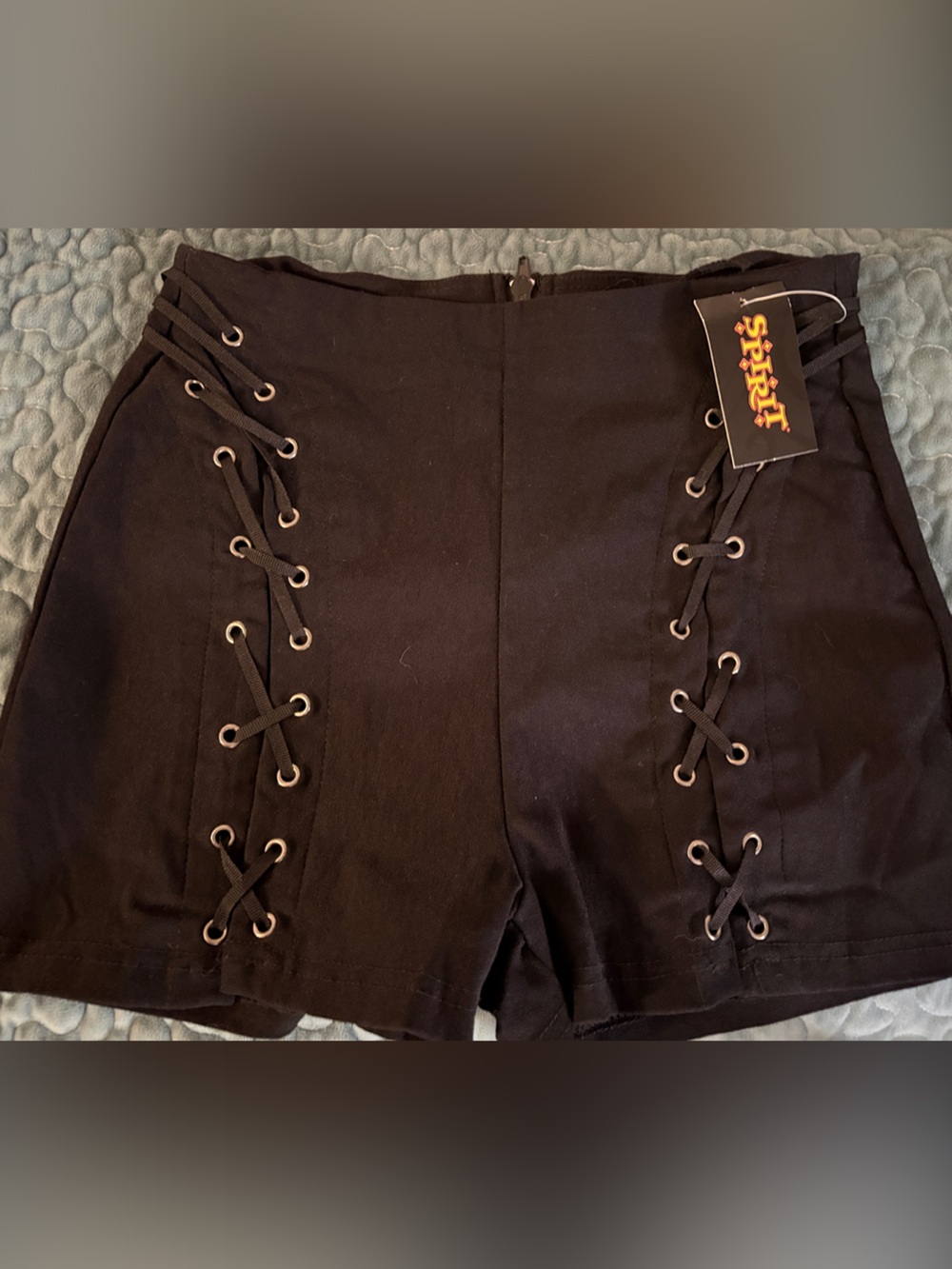 Spirit Women's Black Lace-Up High-Waist Shorts